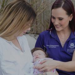 student with mother and baby